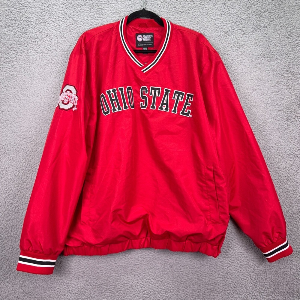 Ohio State Buckeyes Pullover‎ Mens XXL Red NCAA Football OSU Windbreaker Lined